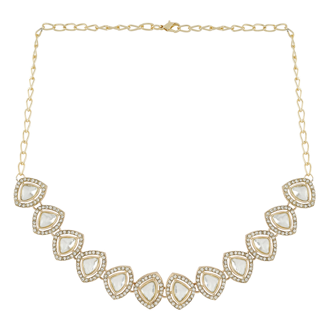 Teejh Vatsala Gold White Necklace set