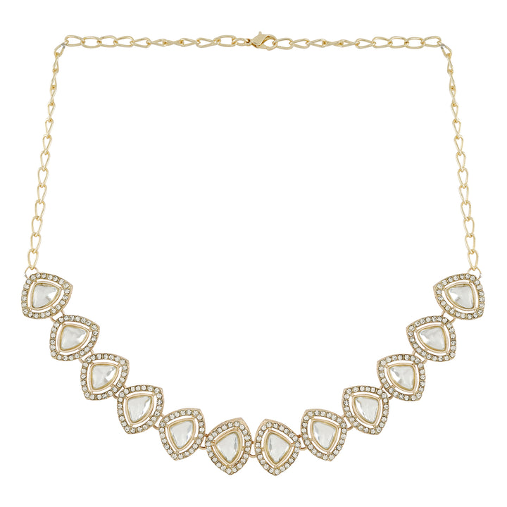 Teejh Vatsala Gold White Necklace set