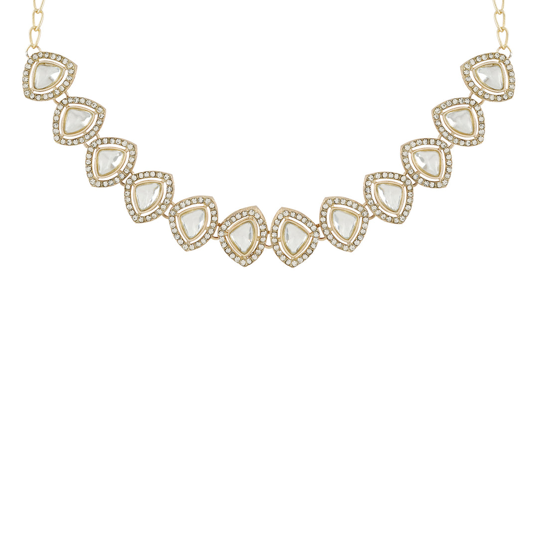 Teejh Vatsala Gold White Necklace set