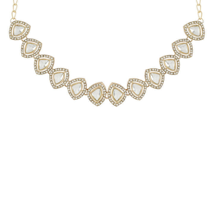 Teejh Vatsala Gold White Necklace set