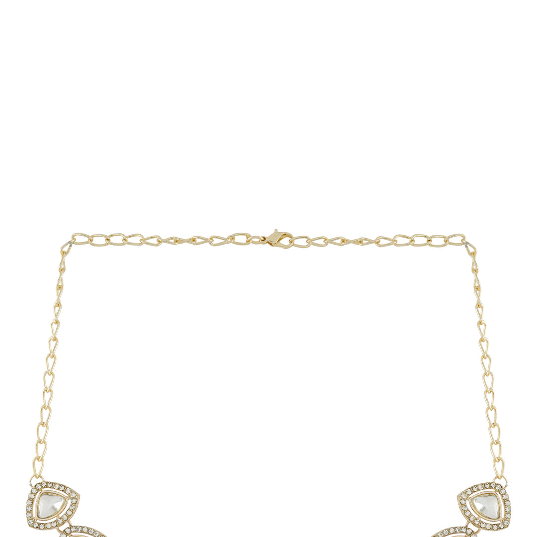 Teejh Vatsala Gold White Necklace set