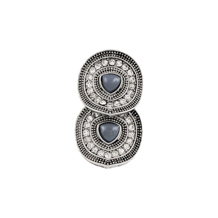 Teejh Adhiya Silver Grey Finger Ring