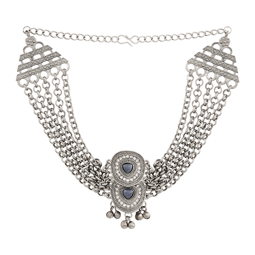 Teejh Kimakshi Silver Grey Necklace