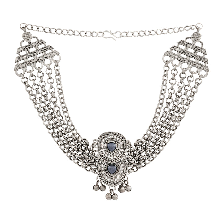 Teejh Kimakshi Silver Grey Necklace