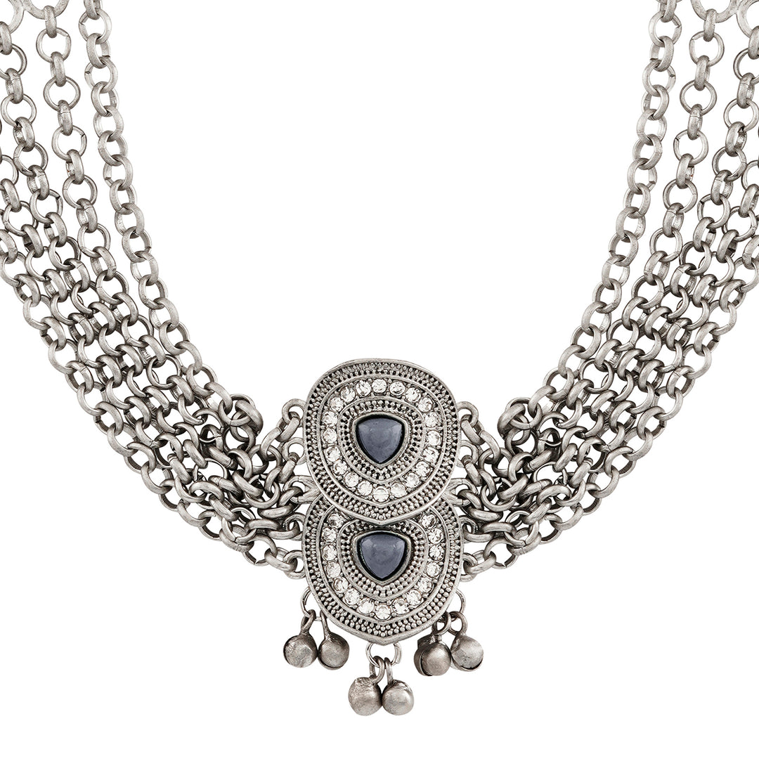 Teejh Kimakshi Silver Grey Necklace