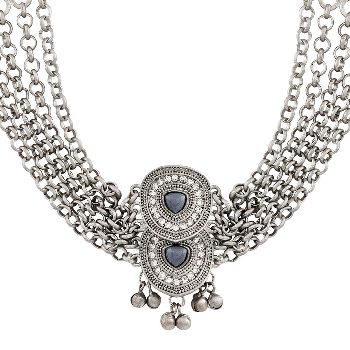 Teejh Kimakshi Silver Grey Necklace
