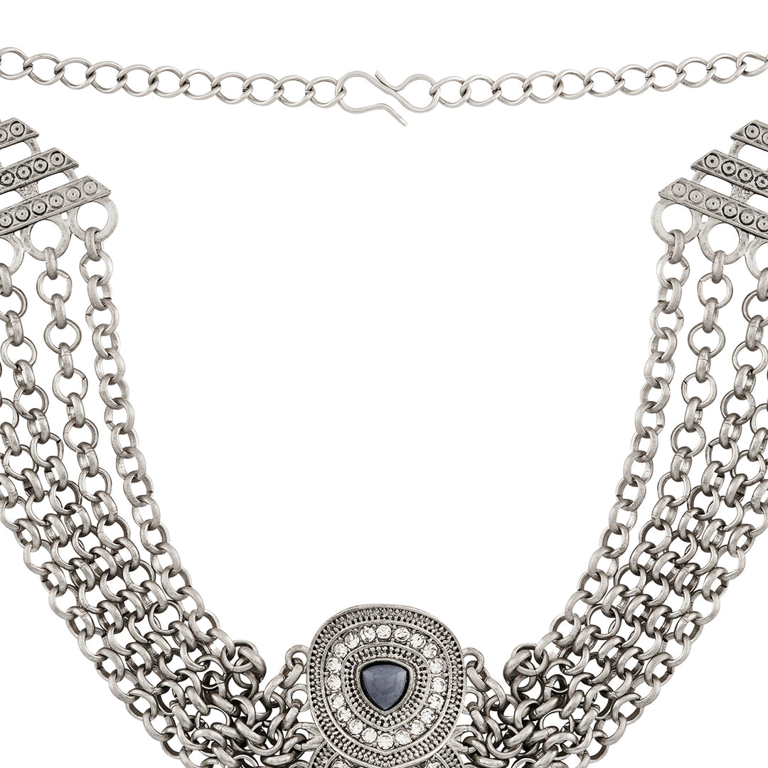Teejh Kimakshi Silver Grey Necklace