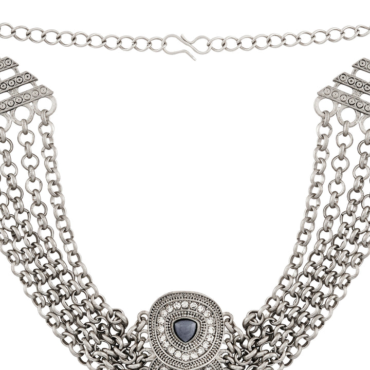 Teejh Kimakshi Silver Grey Necklace