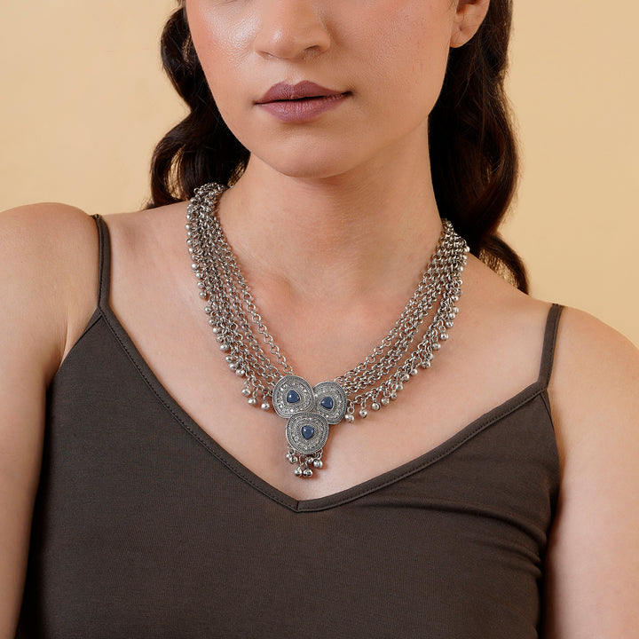 Teejh Kimaya Silver Grey Necklace