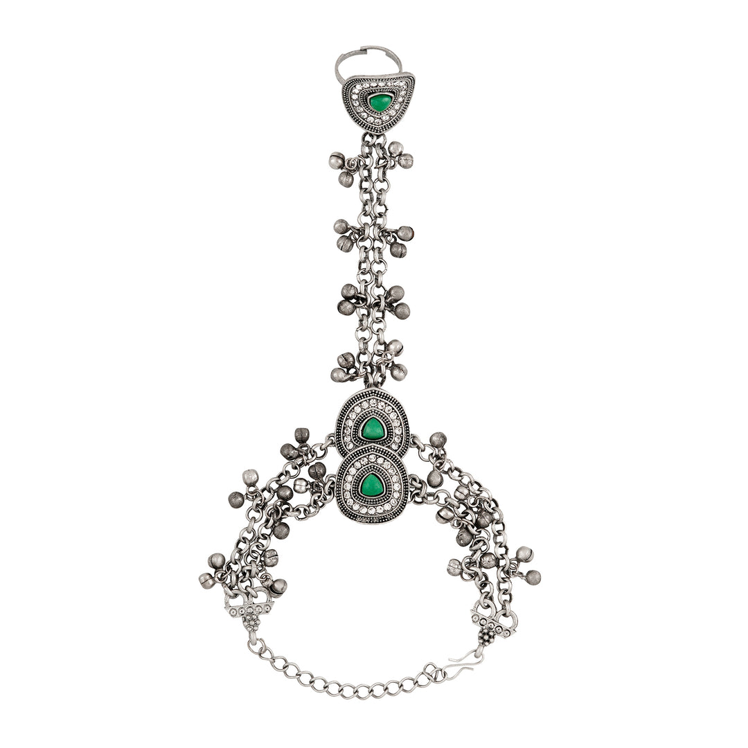 Teejh Yashwi Silver Turquoise Hathphool