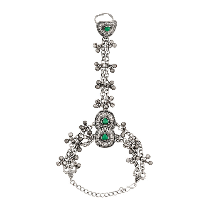 Teejh Yashwi Silver Turquoise Hathphool