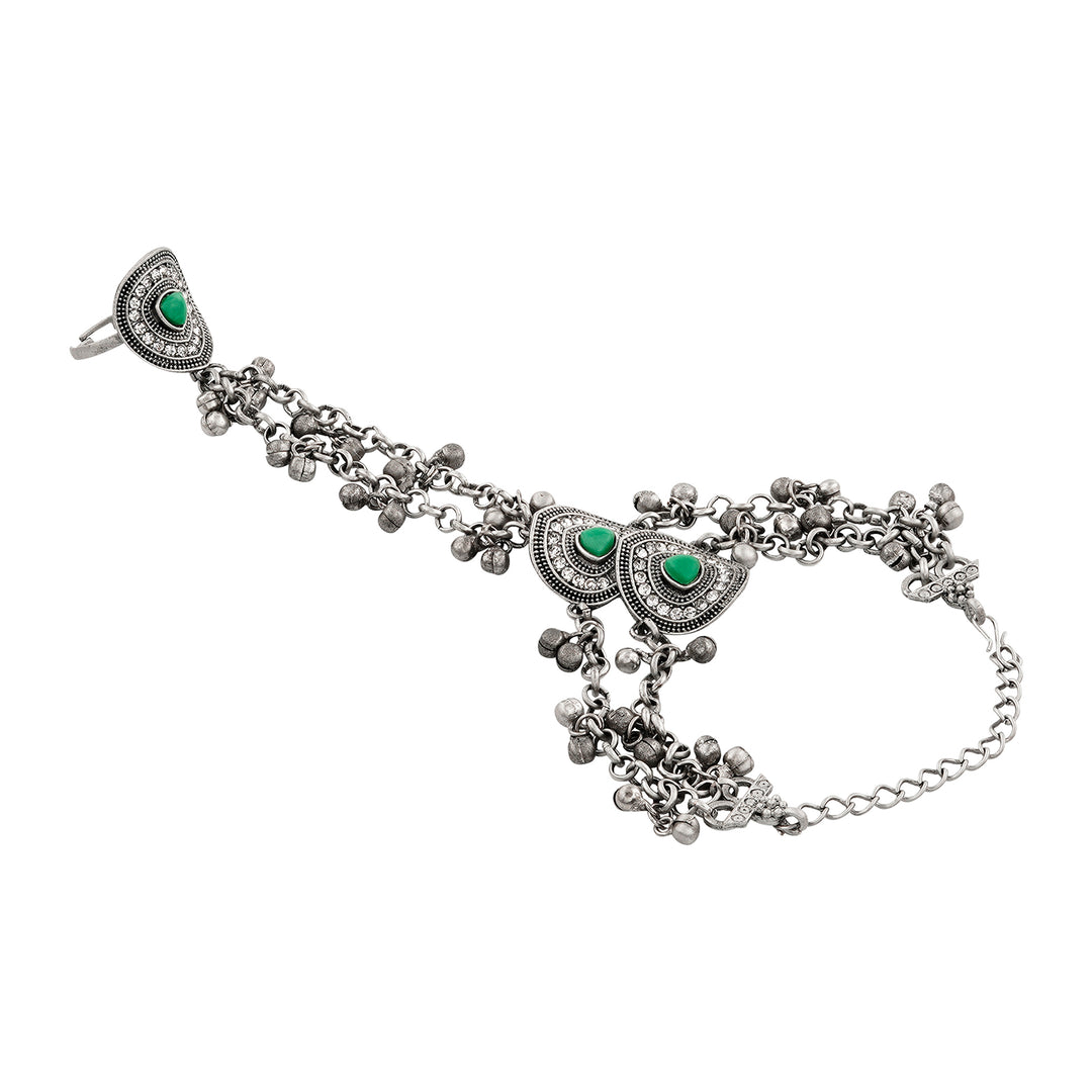 Teejh Yashwi Silver Turquoise Hathphool