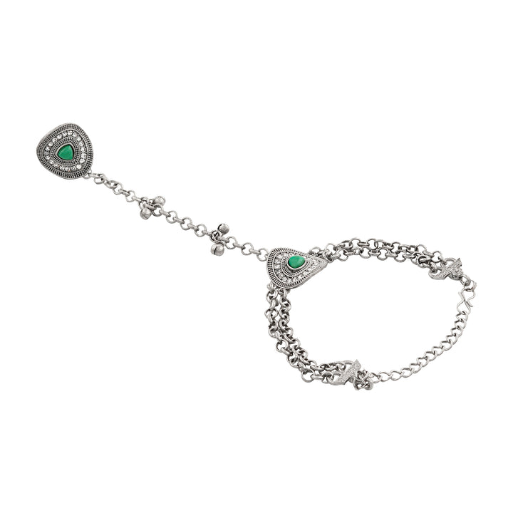 Teejh Vishruti Silver Turquoise Hathphool