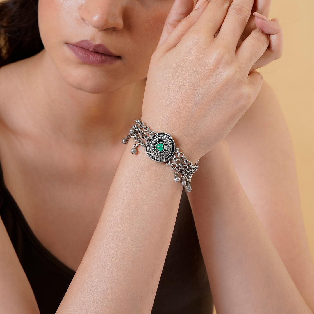 Teejh Sveksha Silver Turquoise Bracelet