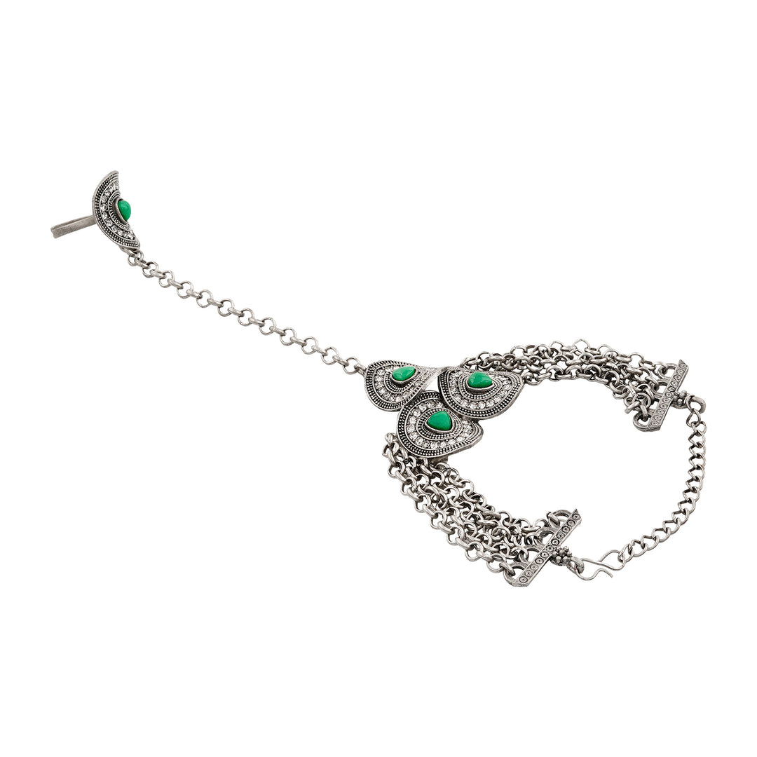 Teejh Khushboo Silver Turquoise Hathphool