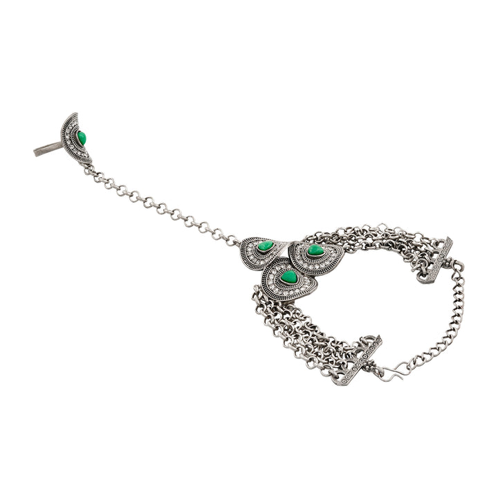 Teejh Khushboo Silver Turquoise Hathphool