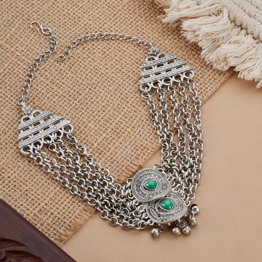 Teejh Aarti Silver Turquoise Necklace