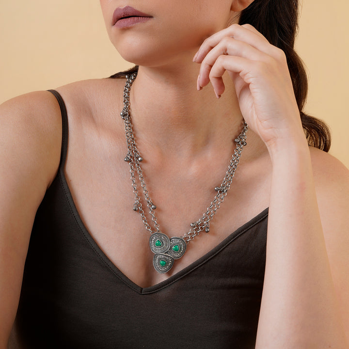Teejh Aprimoksh Silver Turquoise Necklace
