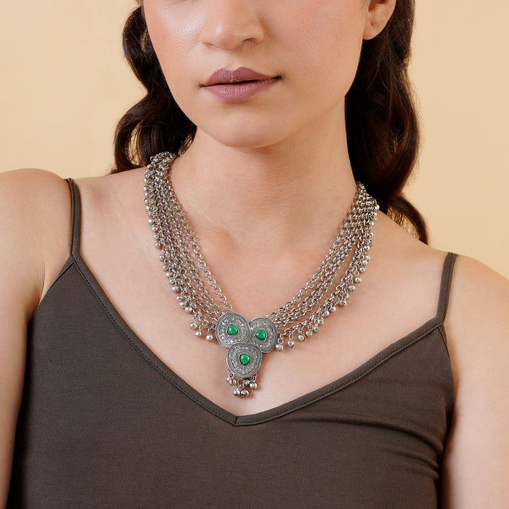 Teejh Suhasi Silver Turquoise Necklace