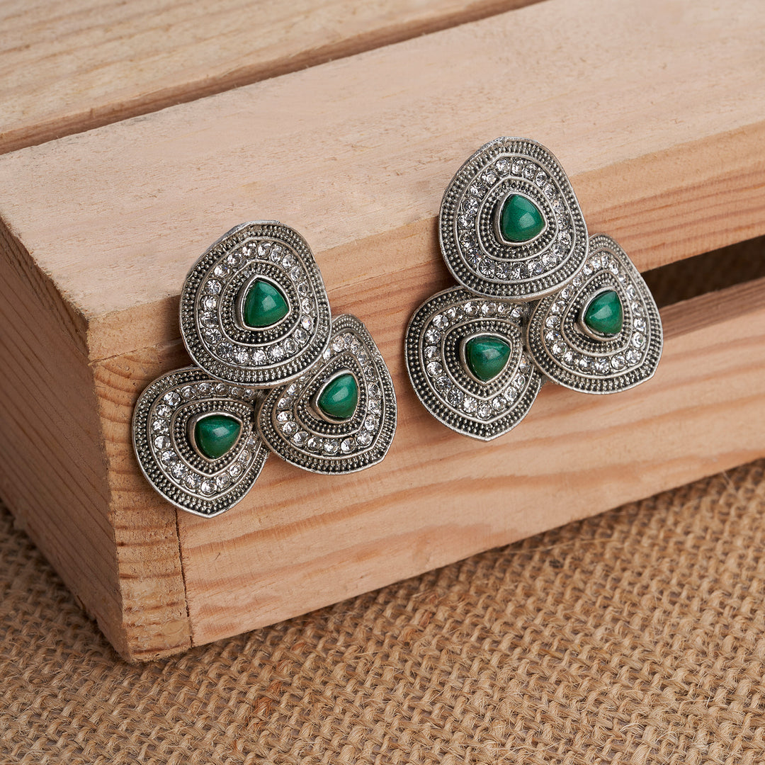 Teejh Daya Silver Green Stud