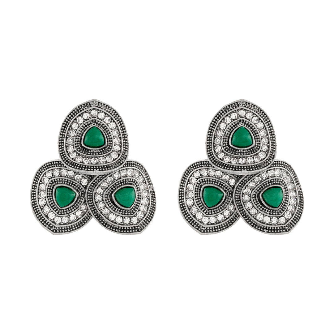 Teejh Daya Silver Green Stud