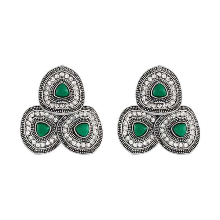 Teejh Daya Silver Green Stud