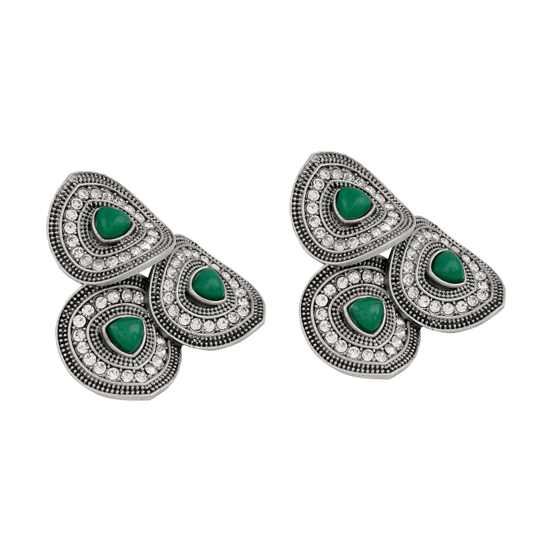 Teejh Daya Silver Green Stud