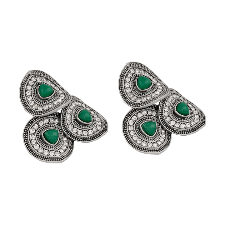 Teejh Daya Silver Green Stud