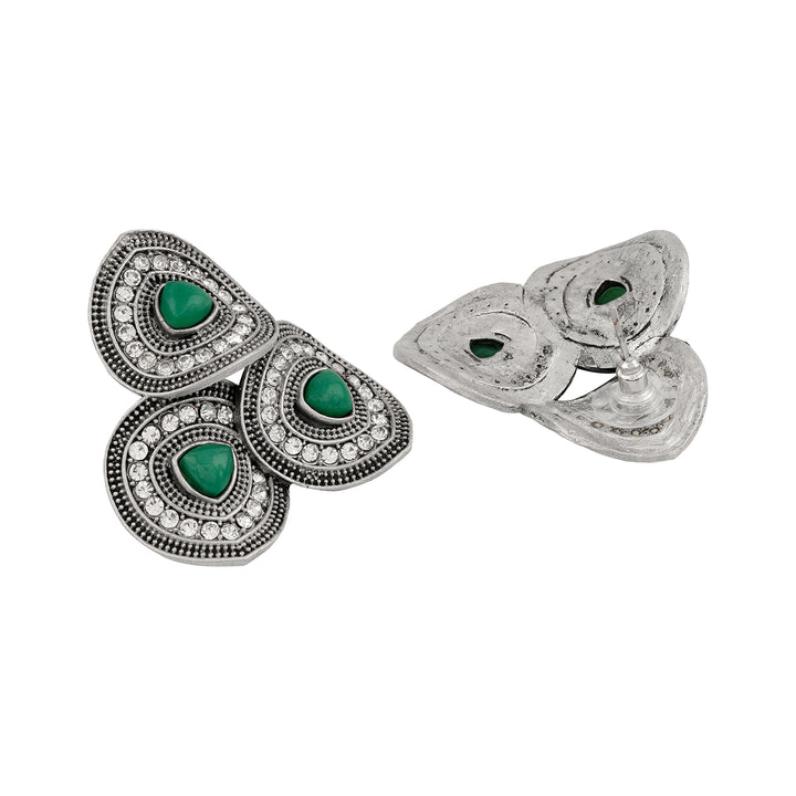 Teejh Daya Silver Green Stud