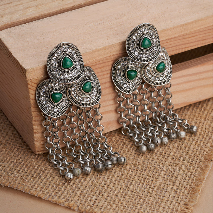 Teejh Janani Silver Green Earring