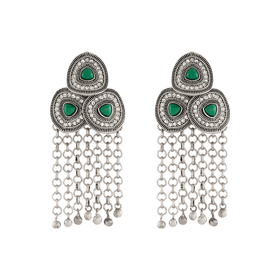 Teejh Janani Silver Green Earring
