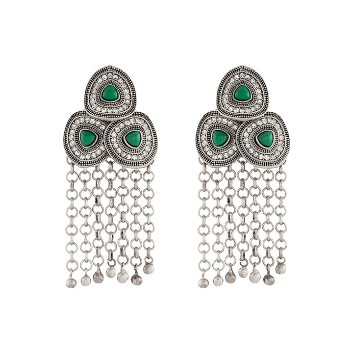 Teejh Janani Silver Green Earring