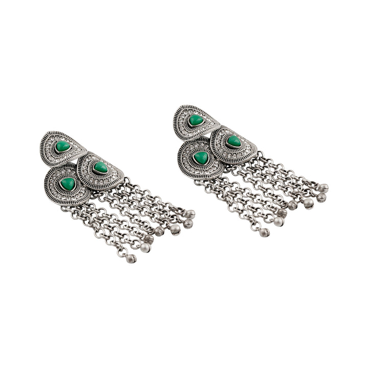 Teejh Janani Silver Green Earring