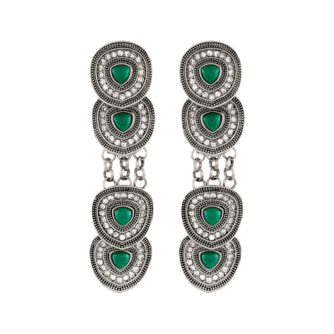 Teejh Pushpa Silver Green Earring