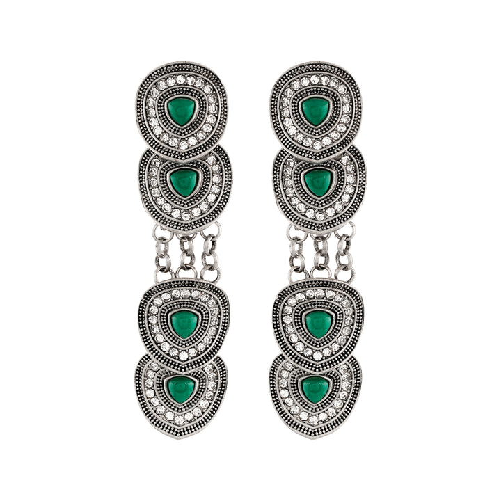 Teejh Pushpa Silver Green Earring