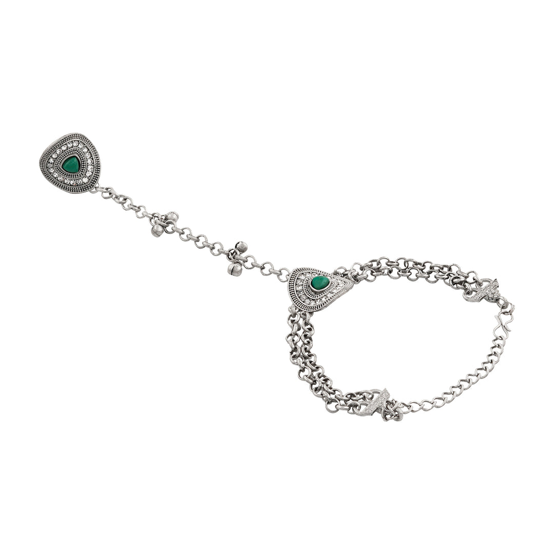 Teejh Akaaya Silver Green Hathphool
