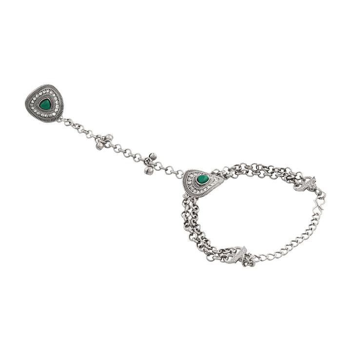 Teejh Akaaya Silver Green Hathphool