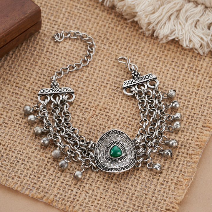 Teejh Saral Silver Green Bracelet