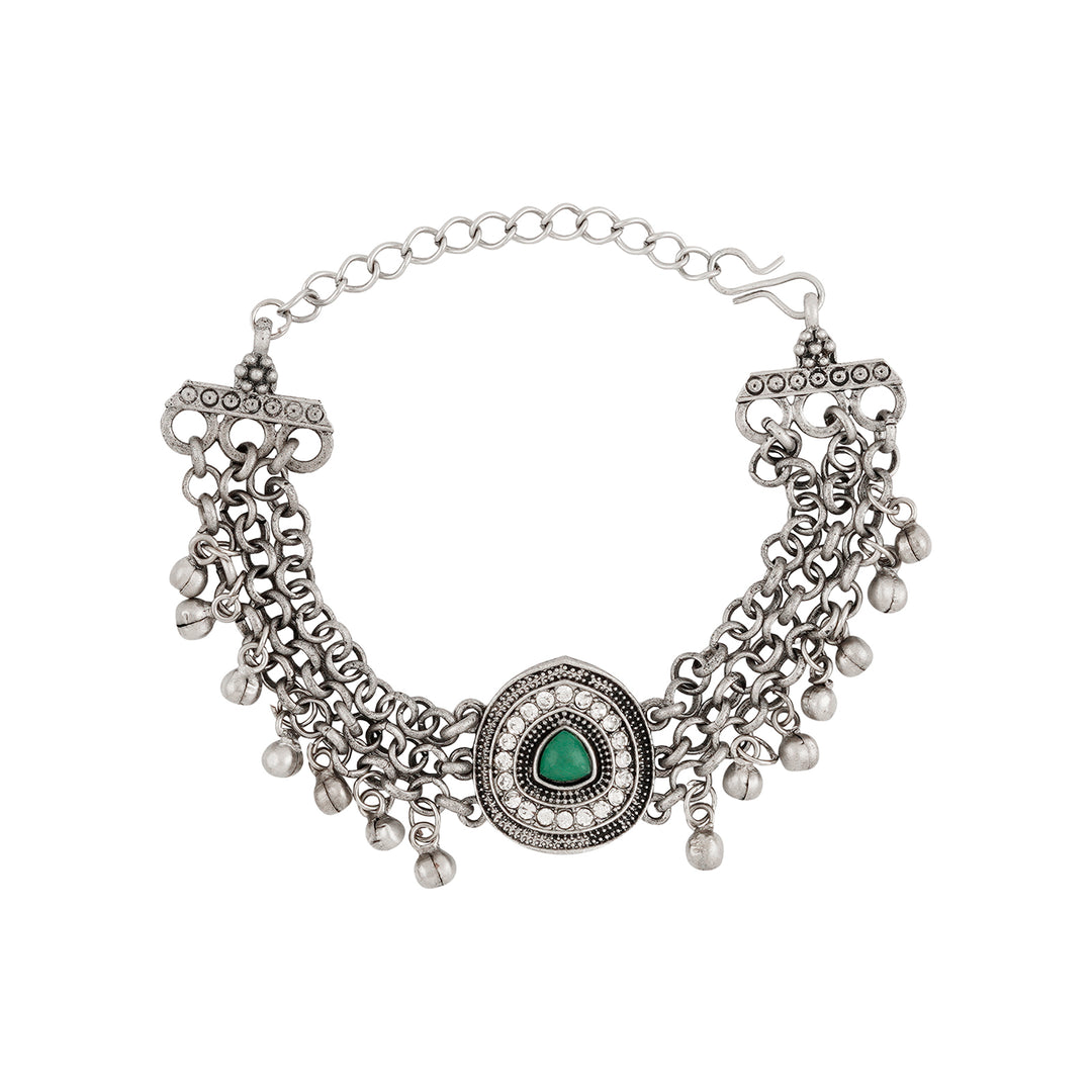 Teejh Saral Silver Green Bracelet