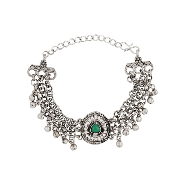Teejh Saral Silver Green Bracelet