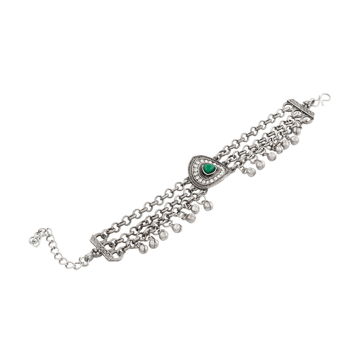 Teejh Saral Silver Green Bracelet