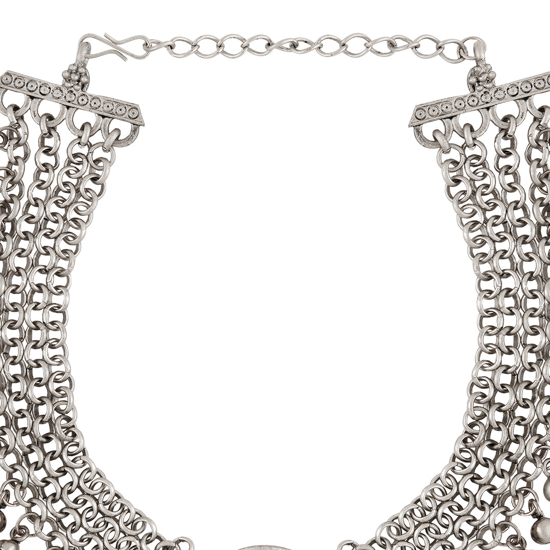 Teejh Yashvi Silver Green Necklace