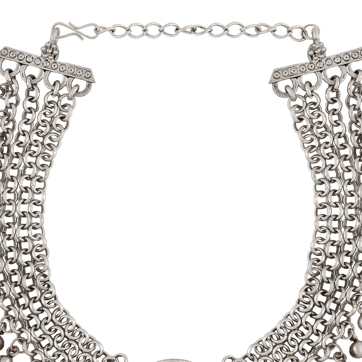 Teejh Yashvi Silver Green Necklace