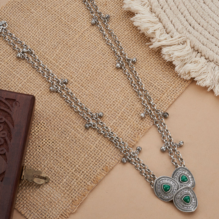 Teejh Pavani Silver Green Necklace