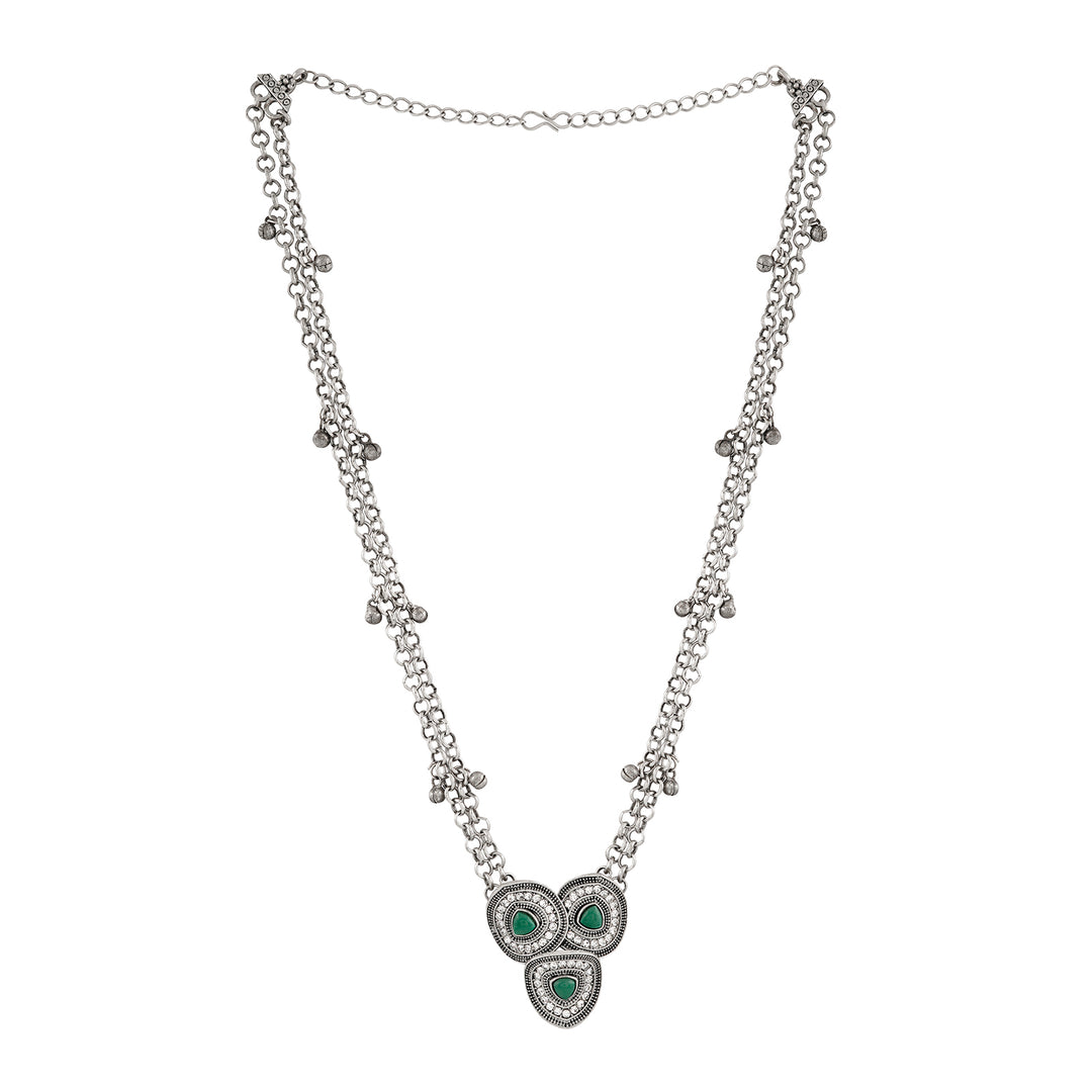 Teejh Pavani Silver Green Necklace