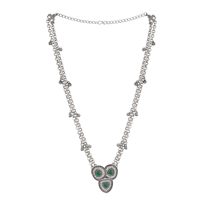 Teejh Pavani Silver Green Necklace
