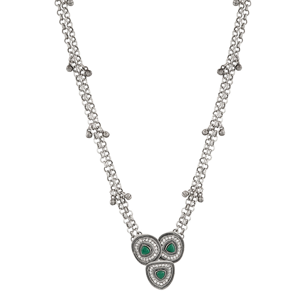 Teejh Pavani Silver Green Necklace