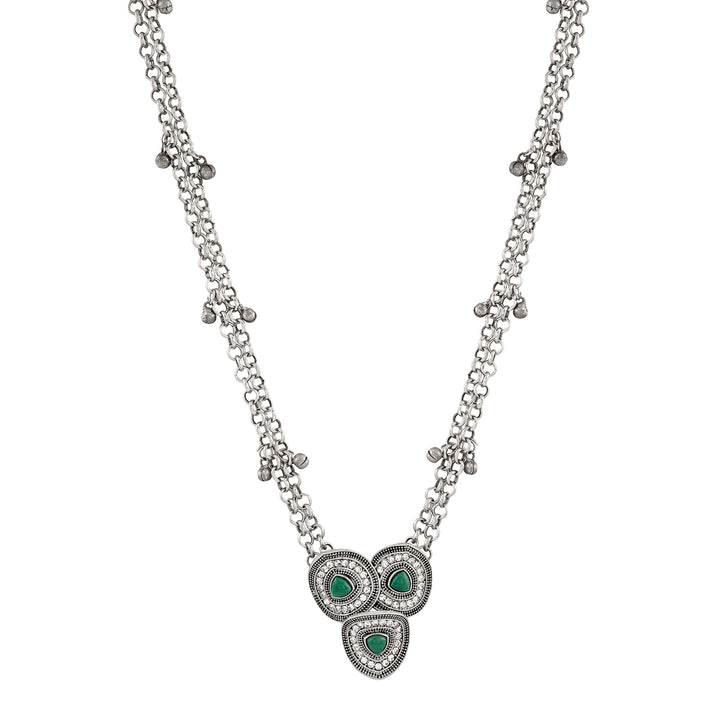 Teejh Pavani Silver Green Necklace