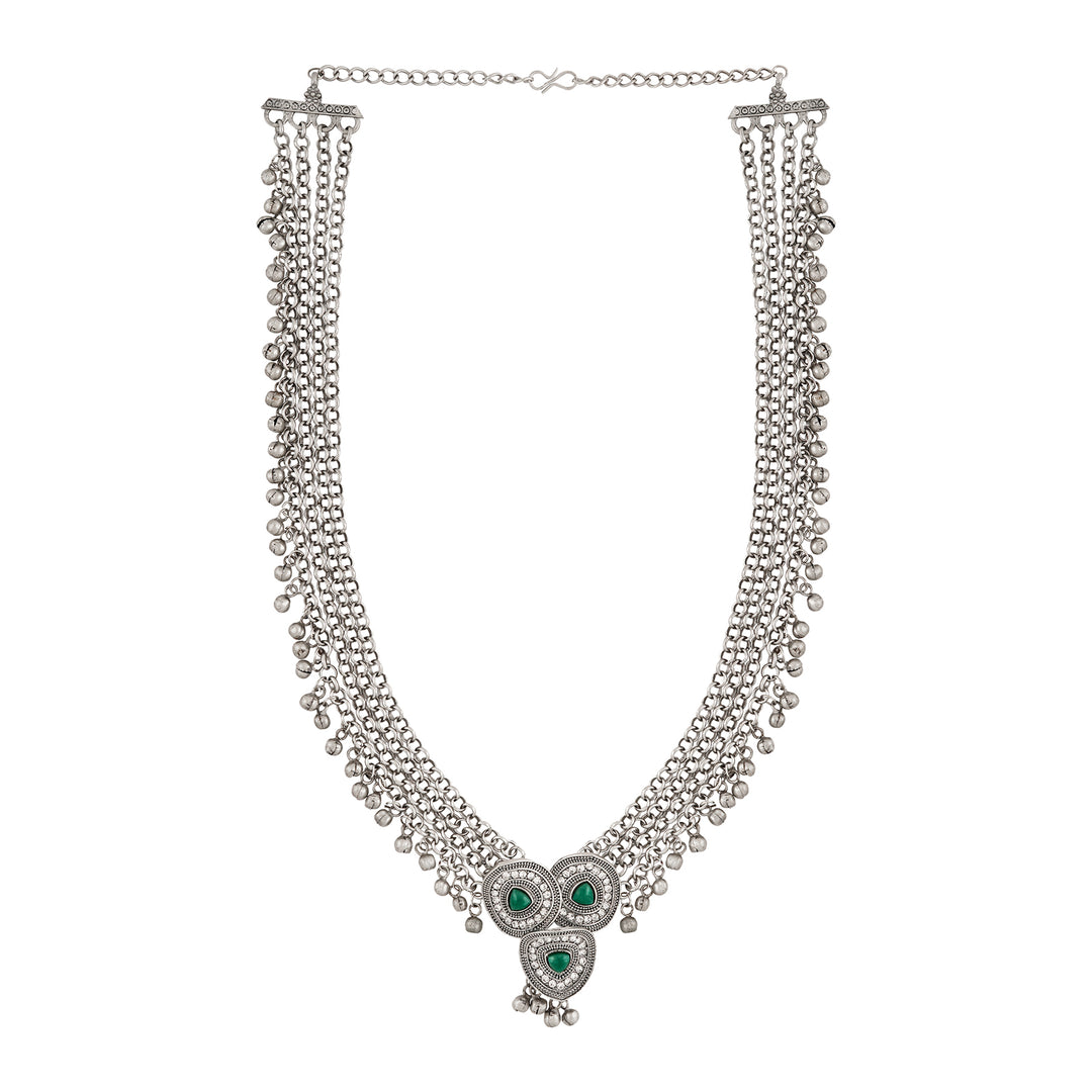 Teejh Esha Silver Green Necklace