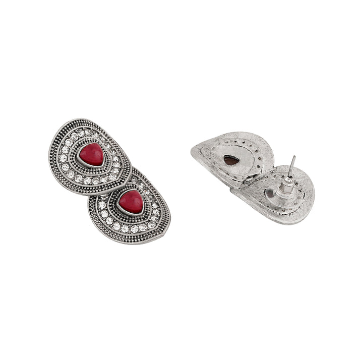 Teejh Aaravi Silver Mehroon Stud
